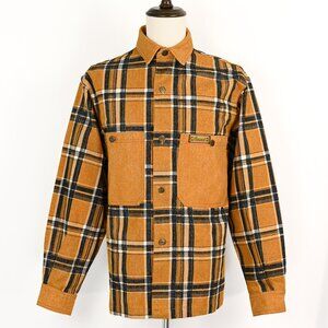 Men's Vintage Rococo Light Brown Plaid Denim Jean Jacket - M